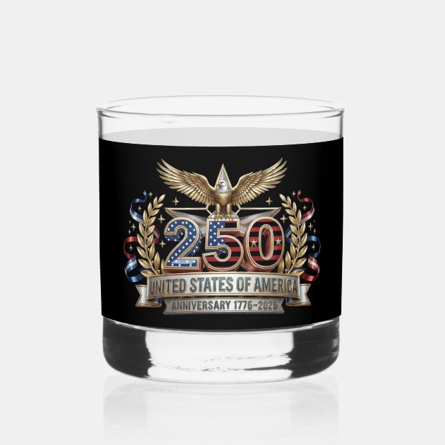 250th Anniversary Eagle Crest  Whiskey Glass (Front)