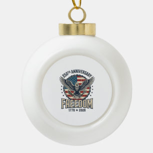 250th Anniversary Freedom Eagle Patriotic Vintage  Ceramic Ball Christmas Ornament