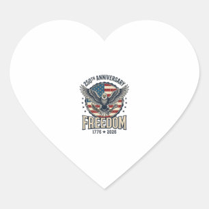 250th Anniversary Freedom Eagle Patriotic Vintage  Heart Sticker