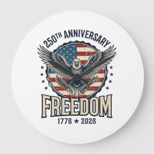 250th Anniversary Freedom Eagle Patriotic Vintage Large Clock