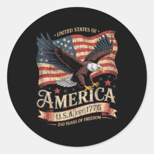 250th Anniversary Of Aamerica Usa Est 1776 Classic Round Sticker