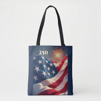 250th Anniversary of America Flag and Fireworks Tote Bag