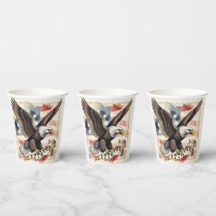 250th Anniversary Patriotic Bald Eagle 1776 Paper Cups