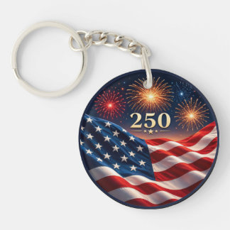 250th Anniversary Patriotic Fireworks Flag Party Key Ring