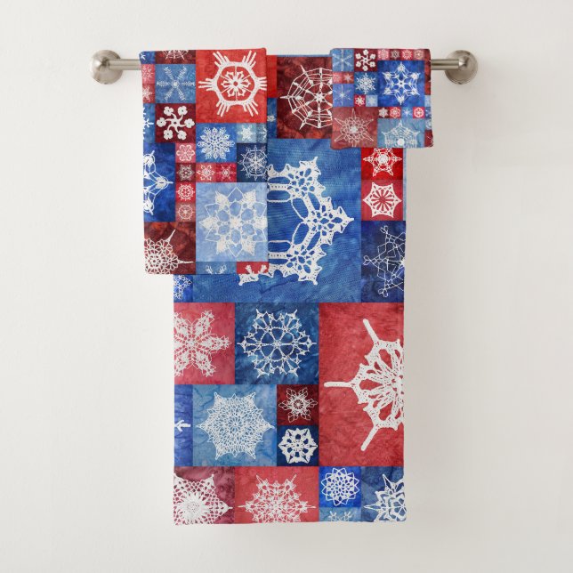 250th Anniversary Snowflake Collage Bath Towel Set (Insitu)