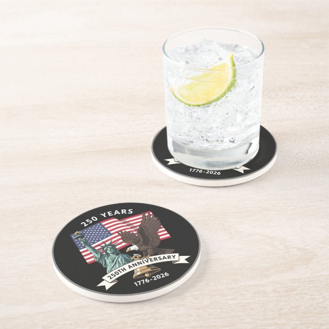 250th Anniversary Statue of Liberty Eagle Flag Coaster (Side)