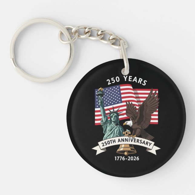 250th Anniversary Statue of Liberty Eagle Flag Key Ring (Front)