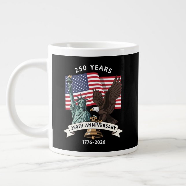 250th Anniversary Statue of Liberty Eagle Flag Large Coffee Mug (Left)