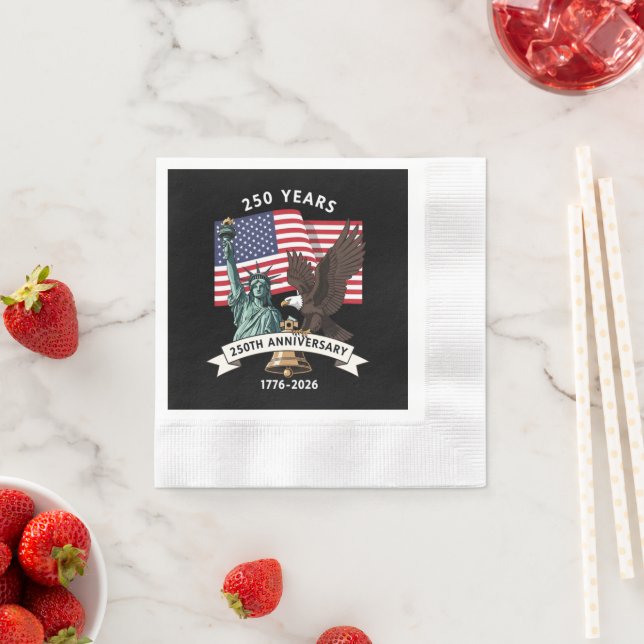 250th Anniversary Statue of Liberty Eagle Flag Napkin (Insitu)