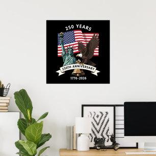 250th Anniversary Statue of Liberty Eagle Flag Poster