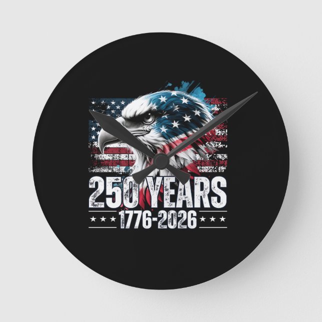 250th Anniversary United States Birthday Long Slee Round Clock (Front)