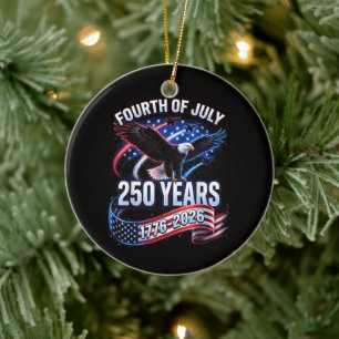 250th Anniversary USA 1776-2026 Patriotic American Ceramic Tree Decoration