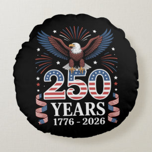 250th Anniversary USA 1776 2026 Patriotic Eagle Round Cushion