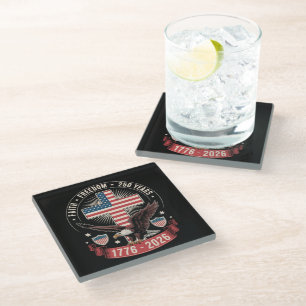 250th Anniversary USA Faith Freedom 4th of July Glass Coaster