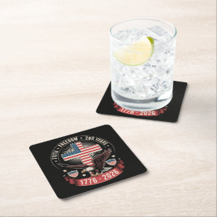 250th Anniversary USA Faith Freedom 4th of July Square Paper Coaster