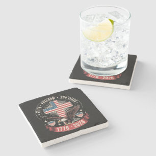 250th Anniversary USA Faith Freedom 4th of July Stone Coaster
