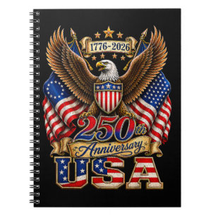 250th Anniversary USA Flag 250 Years American Notebook