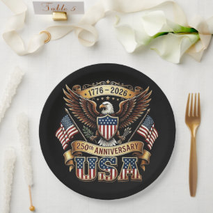 250th Anniversary USA Flag 250 Years American Paper Plate