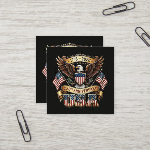 250th Anniversary USA Flag 250 Years American Square Business Card