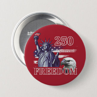 250th Anniversary USA Flag Liberty Eagle Freedom 7.5 Cm Round Badge