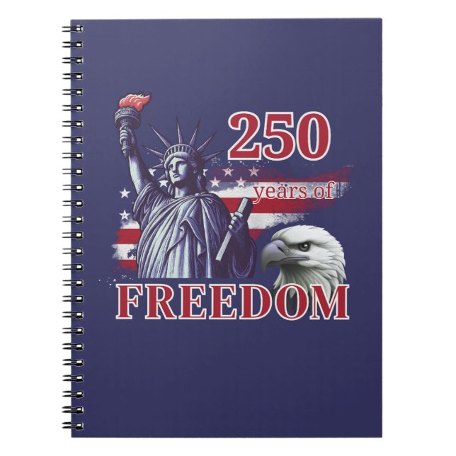250th Anniversary USA Flag Liberty Eagle Freedom Notebook (Front)
