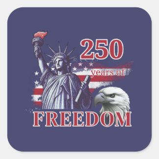 250th Anniversary USA Flag Liberty Eagle Freedom Square Sticker