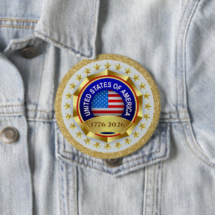 250th Anniversary USA Patriotic   1776–2026 10 Cm Round Badge