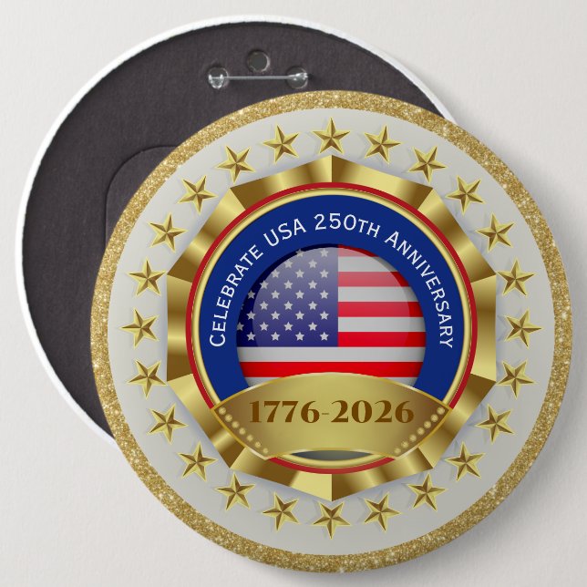 250th Anniversary USA Patriotic | 1776–2026 6 Cm Round Badge (Front & Back)