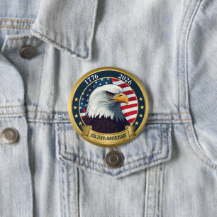 250th Anniversary USA Patriotic   1776–2026 7.5 Cm Round Badge