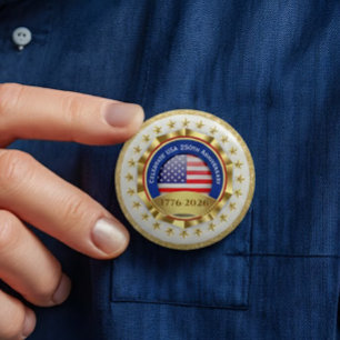 250th Anniversary USA Patriotic   1776–2026 7.5 Cm Round Badge