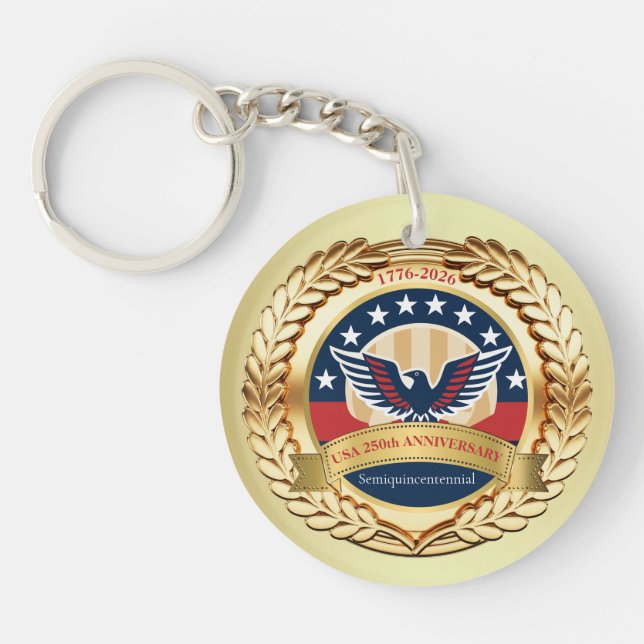 250th Anniversary USA Patriotic | 1776–2026 Button Key Ring (Front)