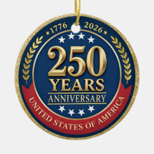 250th Anniversary USA Patriotic   1776–2026 Ceramic Tree Decoration