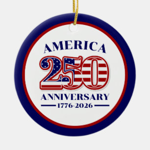 250th Anniversary USA Patriotic   1776–2026 Ceramic Tree Decoration