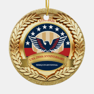 250th Anniversary USA Patriotic   1776–2026 Ceramic Tree Decoration