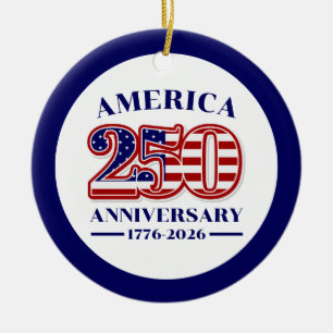 250th Anniversary USA Patriotic   1776–2026 Ceramic Tree Decoration