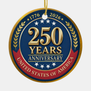 250th Anniversary USA Patriotic   1776–2026 Ceramic Tree Decoration