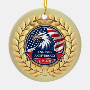 250th Anniversary USA Patriotic   1776–2026 Ceramic Tree Decoration