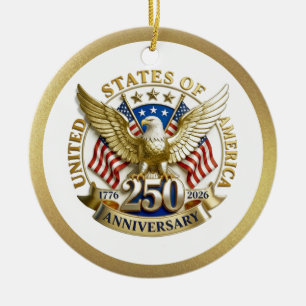 250th Anniversary USA Patriotic   1776–2026 Ceramic Tree Decoration