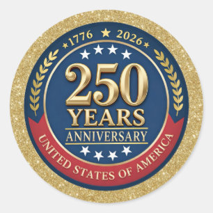 250th Anniversary USA Patriotic   1776–2026 Classic Round Sticker