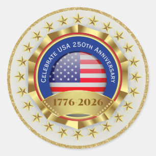 250th Anniversary USA Patriotic   1776–2026 Classic Round Sticker