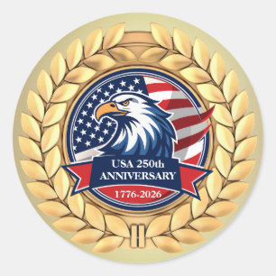 250th Anniversary USA Patriotic 1776–2026 Classic Round Sticker