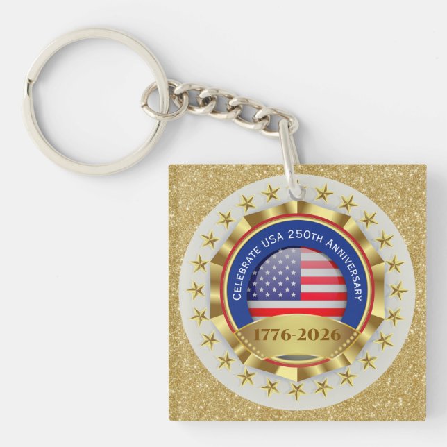 250th Anniversary USA Patriotic | 1776–2026 Key Ring (Front)