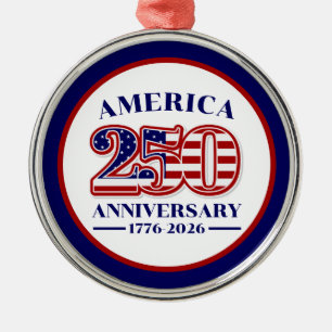 250th Anniversary USA Patriotic   1776–2026 Metal Tree Decoration