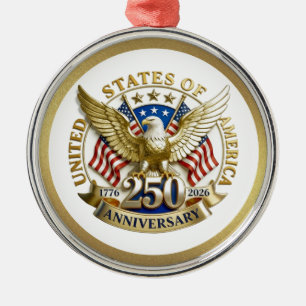250th Anniversary USA Patriotic   1776–2026 Metal Tree Decoration
