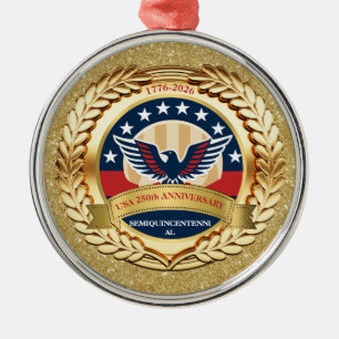 250th Anniversary USA Patriotic   1776–2026 Metal Tree Decoration