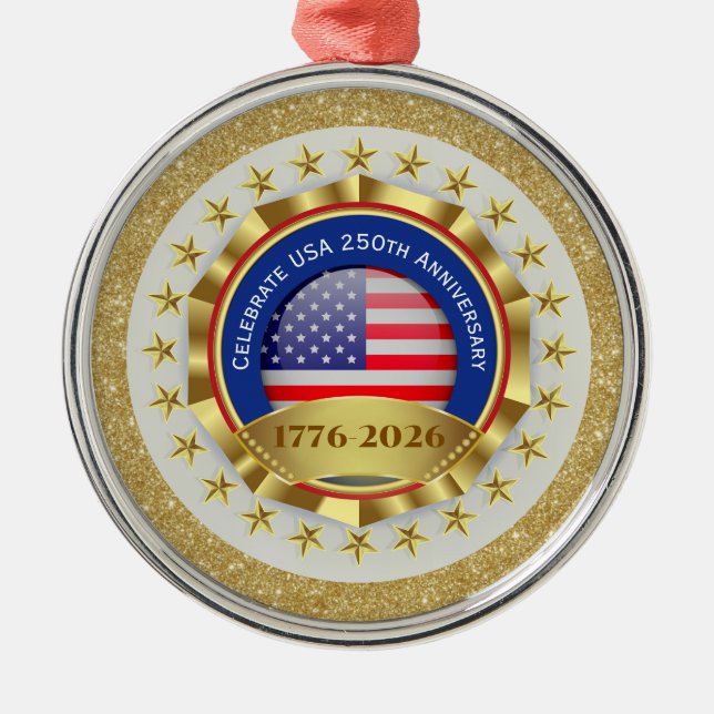 250th Anniversary USA Patriotic | 1776–2026 Metal Tree Decoration (Front)