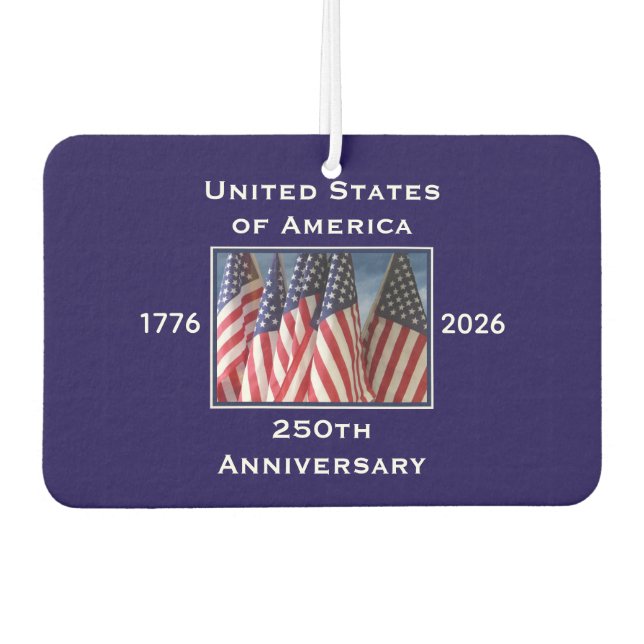 250th Anniversary USA Patriotic American Blue Car Car Air Freshener (Front)