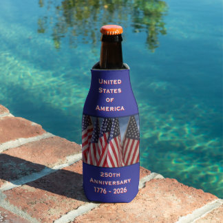 250th Anniversary USA Patriotic American Flags Bottle Cooler