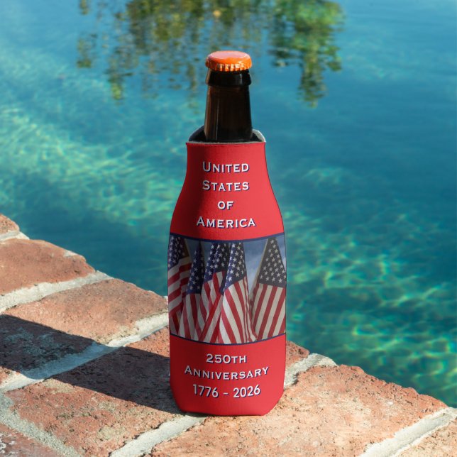 250th Anniversary USA Patriotic American Flags Bottle Cooler (In Situ Pool)