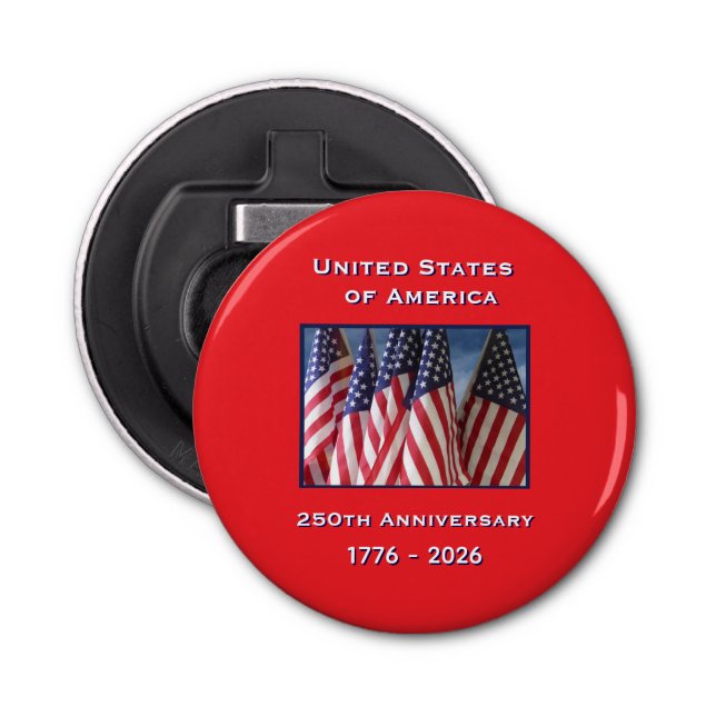 250th Anniversary USA Patriotic American Flags Bottle Opener (Front)
